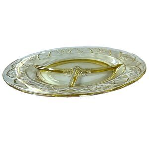 Yellow Depression Glass Relish Plate Federal Glass Rosemary Divided Dish Amber